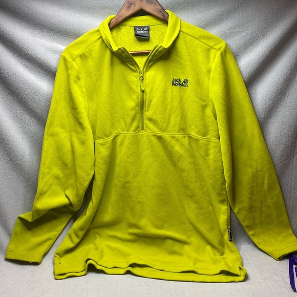 Jack Wolfskin bright green 1/4 zip fleece pull over size Extra Large - Picture 1 of 5